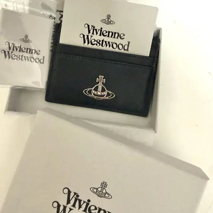 [BUNJANG] Vivienne Westwood Saffiano Leather Flat Card Wallet / 비비안웨스트우드 블랙 카드지갑 사피아노 레더 플랫 카드지갑