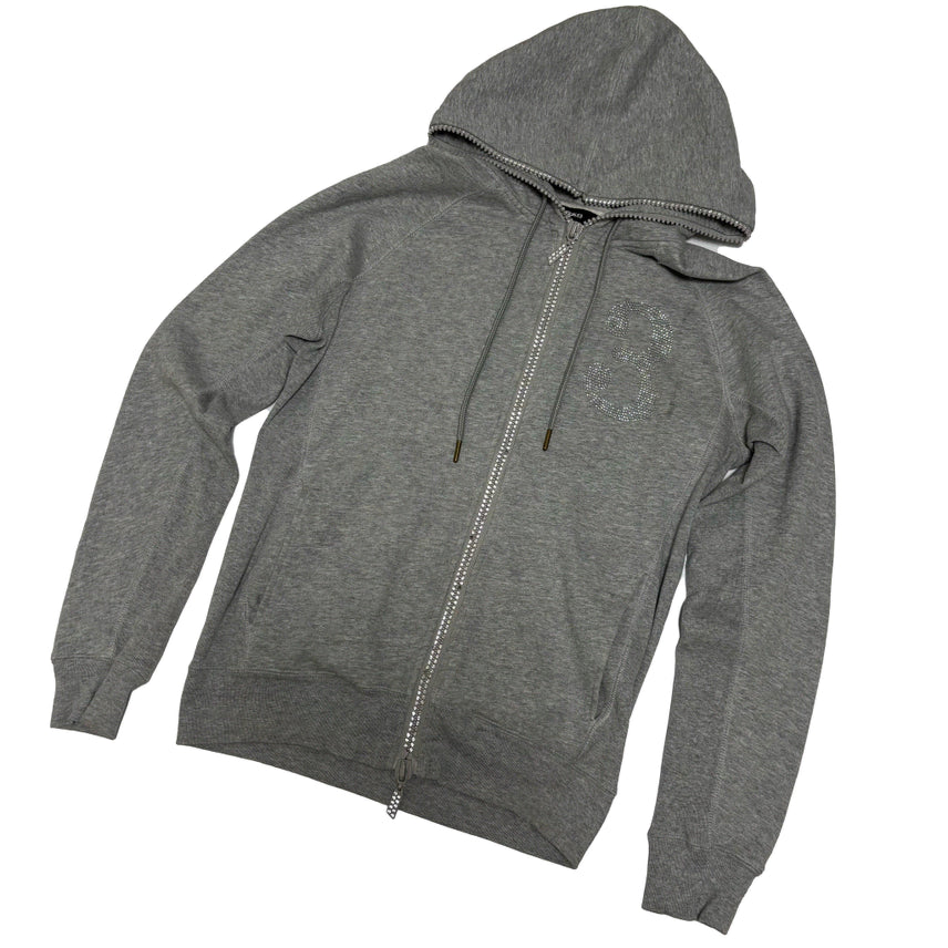 [BUNJANG] Loen Gray Cubic Logo Hoodie Zip-up / 로엔 그레이 큐빅 로고 후드 집업