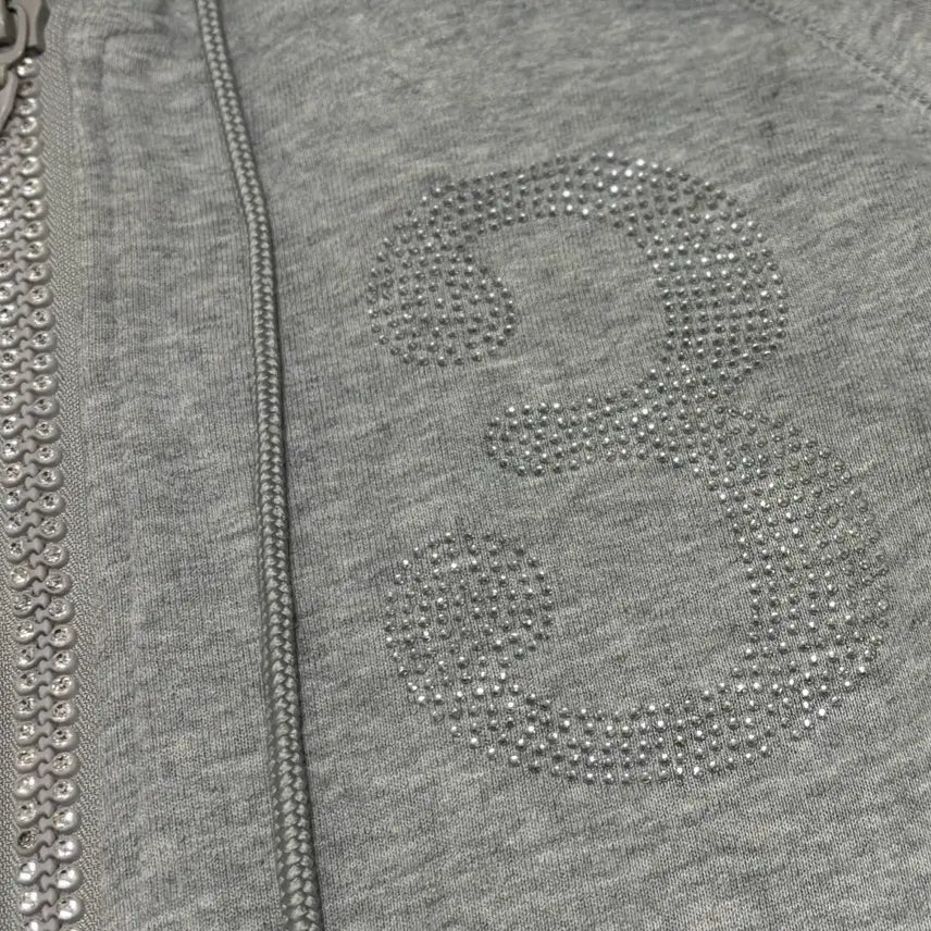 [BUNJANG] Loen Gray Cubic Logo Hoodie Zip-up / 로엔 그레이 큐빅 로고 후드 집업