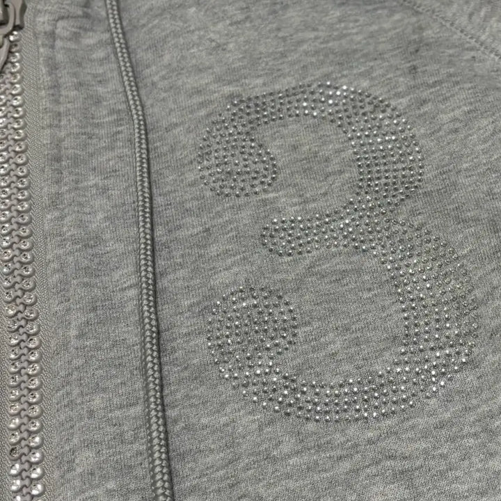 [BUNJANG] Loen Gray Cubic Logo Hoodie Zip-up / 로엔 그레이 큐빅 로고 후드 집업