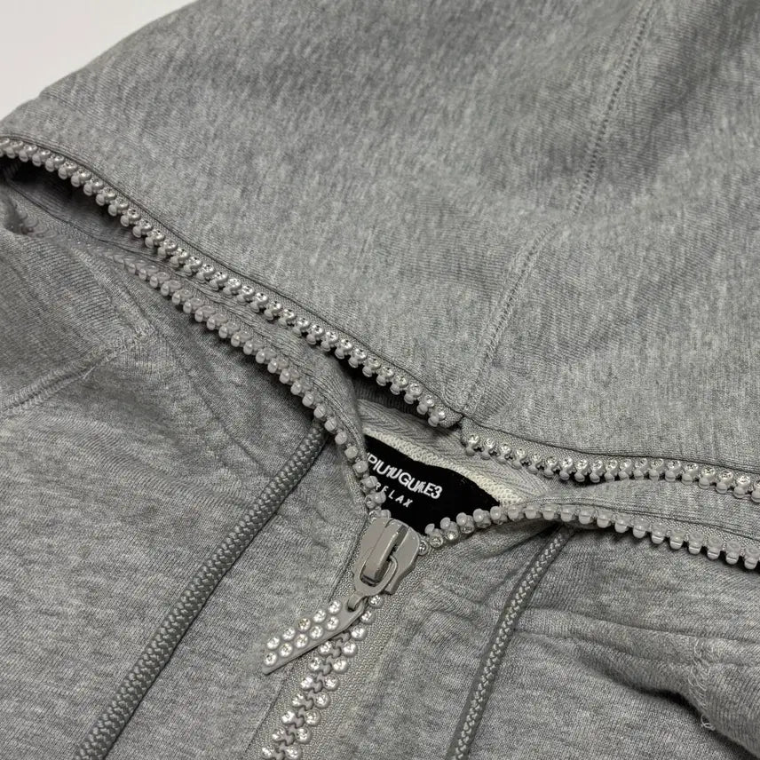 [BUNJANG] Loen Gray Cubic Logo Hoodie Zip-up / 로엔 그레이 큐빅 로고 후드 집업