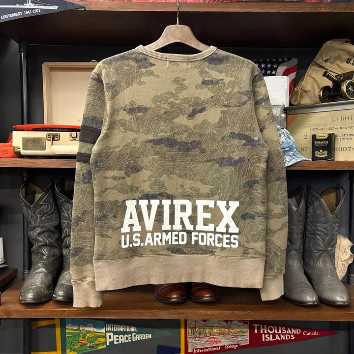 [BUNJANG] Avirex Forty Contour Line Camo Cotton Sweatshirt / 아비렉스 40주년 FORTY 컨투어라인 카모 코튼스웻셔츠 N1239