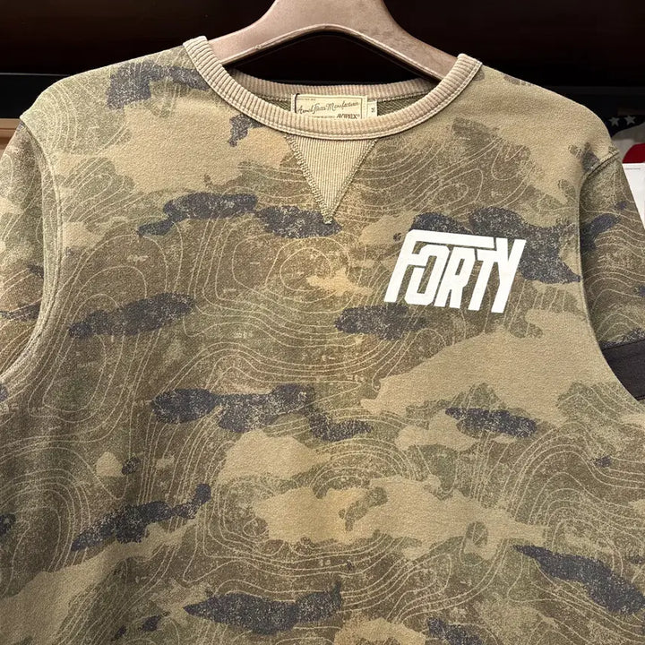 [BUNJANG] Avirex Forty Contour Line Camo Cotton Sweatshirt / 아비렉스 40주년 FORTY 컨투어라인 카모 코튼스웻셔츠 N1239