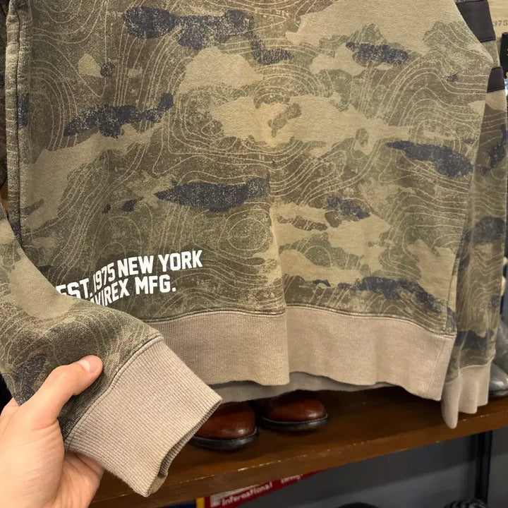 [BUNJANG] Avirex Forty Contour Line Camo Cotton Sweatshirt / 아비렉스 40주년 FORTY 컨투어라인 카모 코튼스웻셔츠 N1239