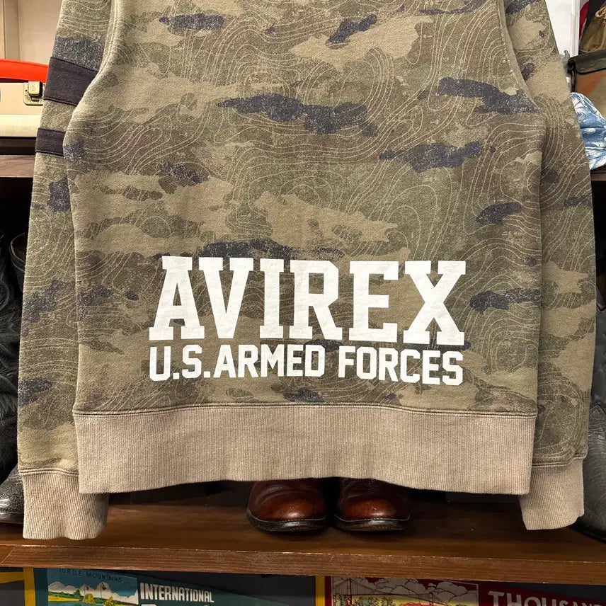 [BUNJANG] Avirex Forty Contour Line Camo Cotton Sweatshirt / 아비렉스 40주년 FORTY 컨투어라인 카모 코튼스웻셔츠 N1239