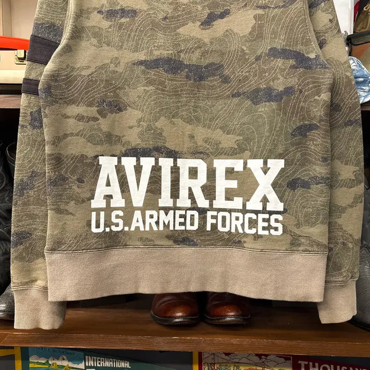 [BUNJANG] Avirex Forty Contour Line Camo Cotton Sweatshirt / 아비렉스 40주년 FORTY 컨투어라인 카모 코튼스웻셔츠 N1239