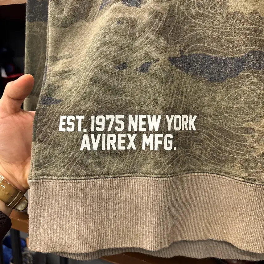 [BUNJANG] Avirex Forty Contour Line Camo Cotton Sweatshirt / 아비렉스 40주년 FORTY 컨투어라인 카모 코튼스웻셔츠 N1239