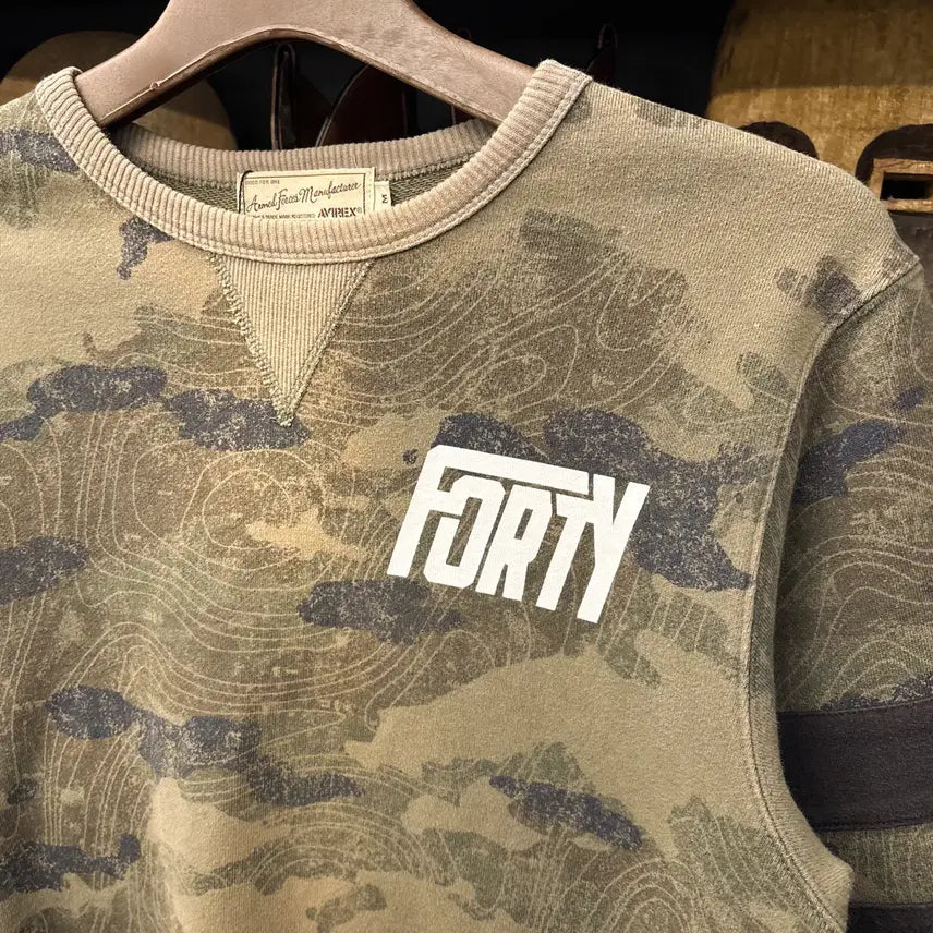 [BUNJANG] Avirex Forty Contour Line Camo Cotton Sweatshirt / 아비렉스 40주년 FORTY 컨투어라인 카모 코튼스웻셔츠 N1239
