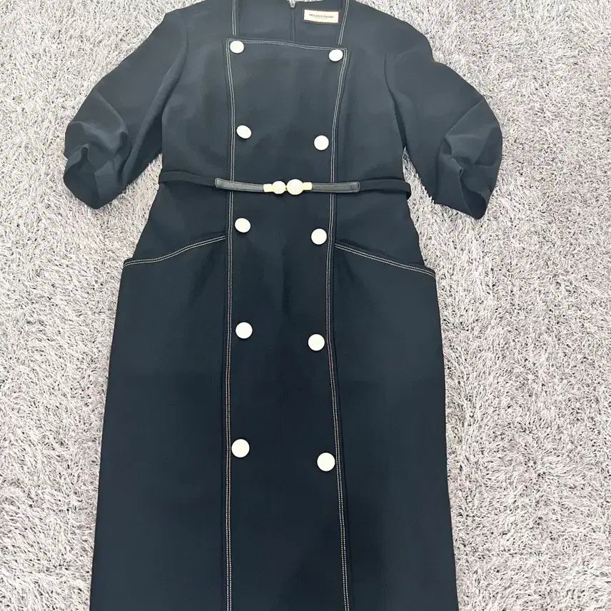 [SOLD OUT] 정품 모조에스핀(MOJO.S.PHINE) 더블버튼 퍼프 롱원피스 하객룩