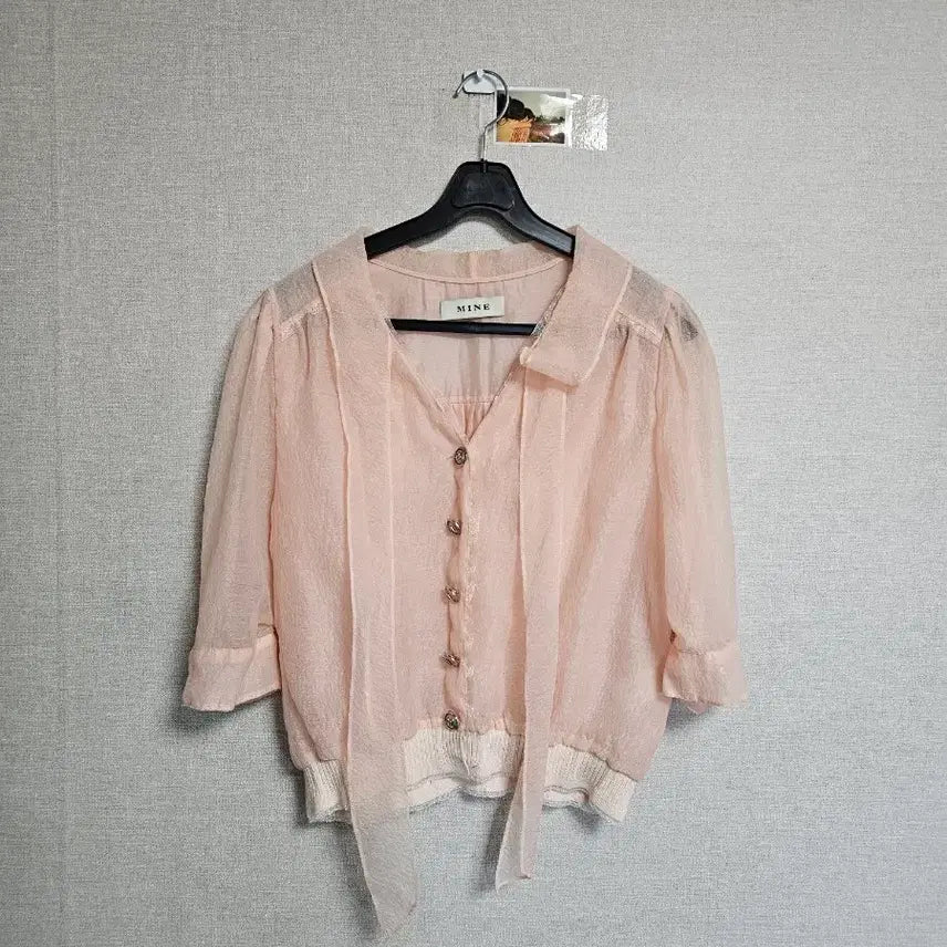 [SOLD OUT] MINE 핑크 시스루 블라우스 82-94-160