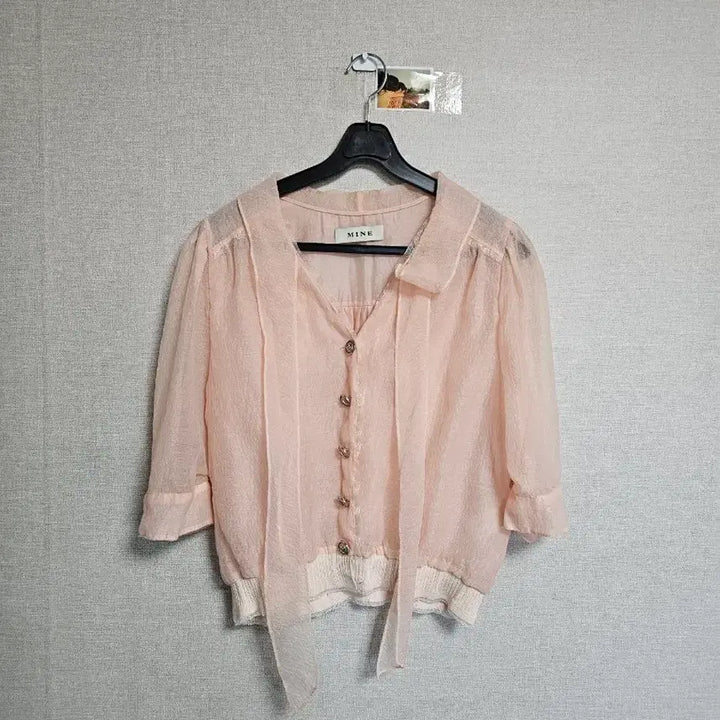 [SOLD OUT] MINE 핑크 시스루 블라우스 82-94-160