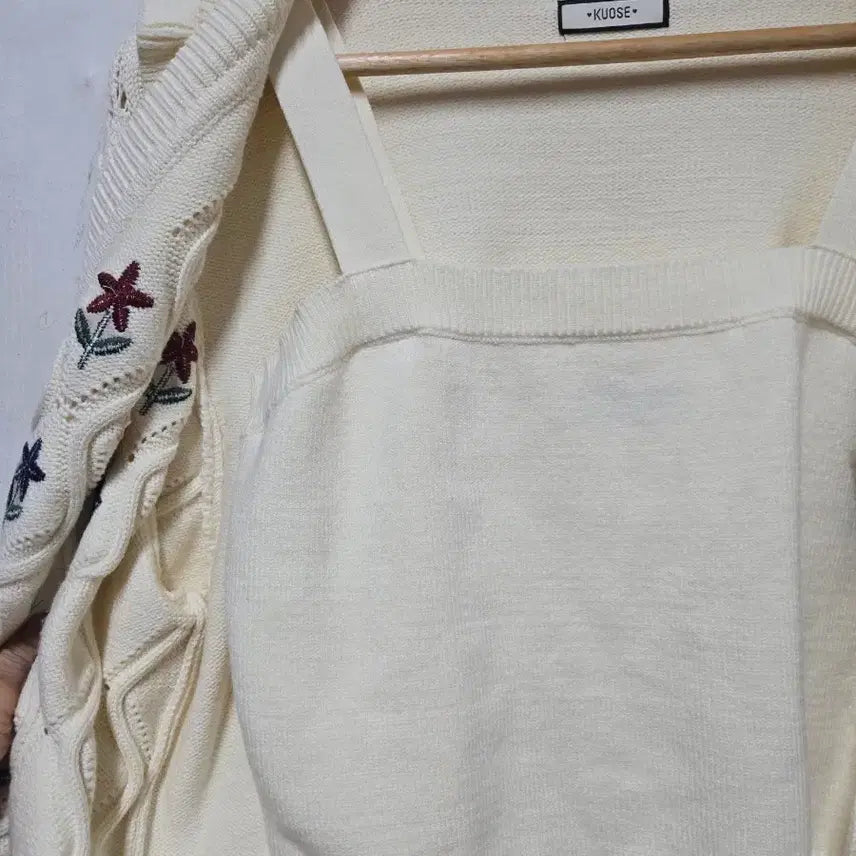 [BUNJANG] KUOSE Flower Embroidered Frill Cardigan Set L / 미착용) KUOSE 플라워 자수 프릴 가디건 세트 L
