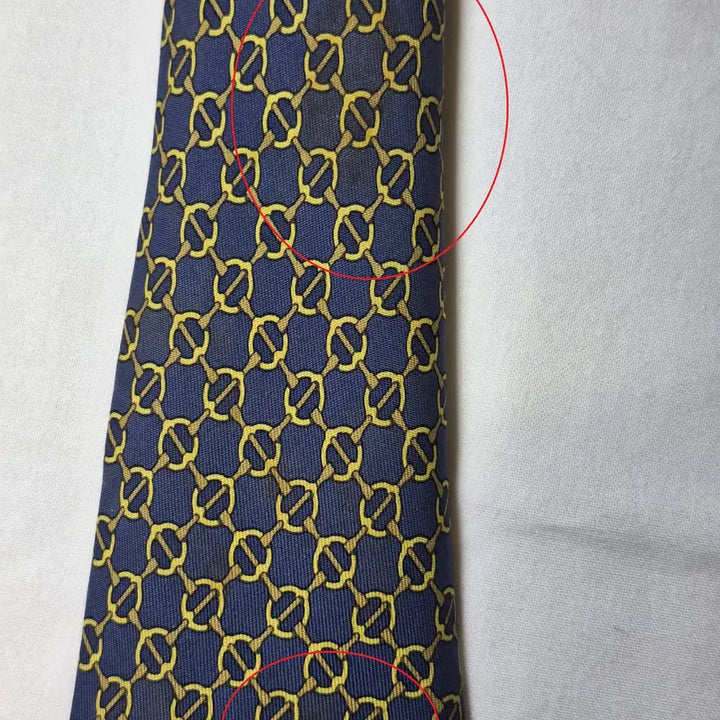 [BUNJANG] Hermès Blue Gold Chain Pattern Silk Tie / 에르메스 블루 골드 체인패턴 실크 넥타이