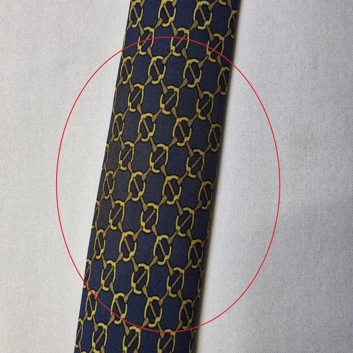 [BUNJANG] Hermès Blue Gold Chain Pattern Silk Tie / 에르메스 블루 골드 체인패턴 실크 넥타이