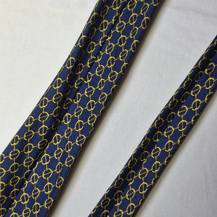 [BUNJANG] Hermès Blue Gold Chain Pattern Silk Tie / 에르메스 블루 골드 체인패턴 실크 넥타이