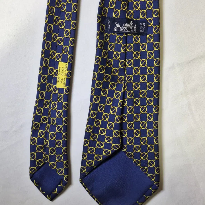 [BUNJANG] Hermès Blue Gold Chain Pattern Silk Tie / 에르메스 블루 골드 체인패턴 실크 넥타이