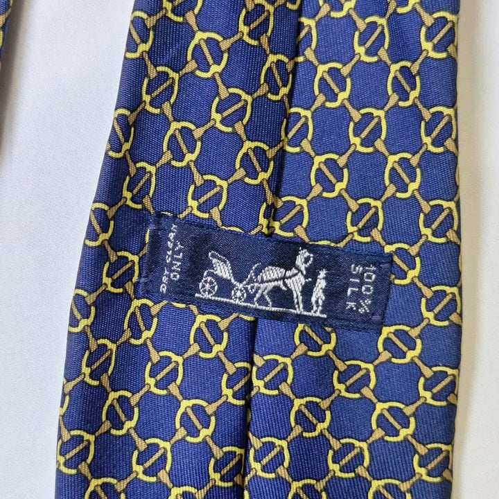 [BUNJANG] Hermès Blue Gold Chain Pattern Silk Tie / 에르메스 블루 골드 체인패턴 실크 넥타이