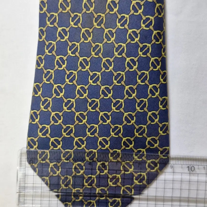 [BUNJANG] Hermès Blue Gold Chain Pattern Silk Tie / 에르메스 블루 골드 체인패턴 실크 넥타이