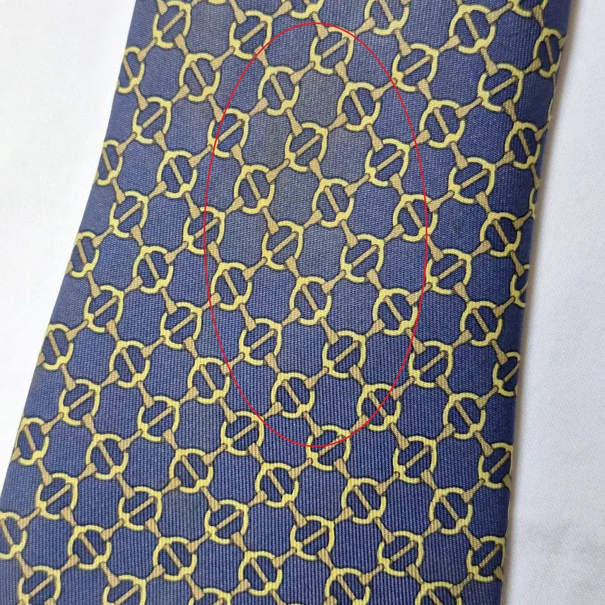 [BUNJANG] Hermès Blue Gold Chain Pattern Silk Tie / 에르메스 블루 골드 체인패턴 실크 넥타이