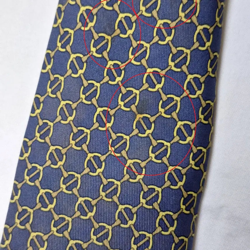 [BUNJANG] Hermès Blue Gold Chain Pattern Silk Tie / 에르메스 블루 골드 체인패턴 실크 넥타이