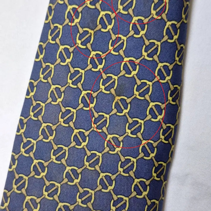 [BUNJANG] Hermès Blue Gold Chain Pattern Silk Tie / 에르메스 블루 골드 체인패턴 실크 넥타이