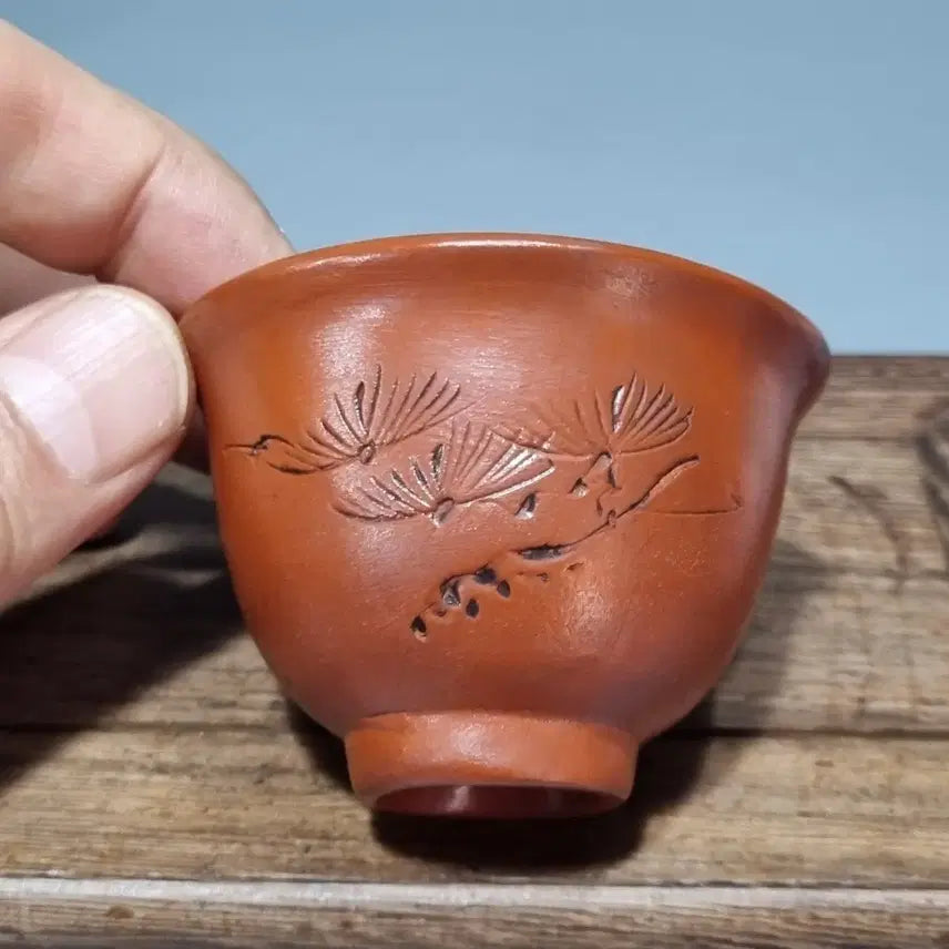 [BUNJANG] Tokoname Ware Pine Tree Teacup / 다관 찻잔 다기 송학 문양. 지름 6.4 높이 4.3