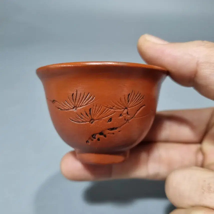 [BUNJANG] Tokoname Ware Pine Tree Teacup / 다관 찻잔 다기 송학 문양. 지름 6.4 높이 4.3