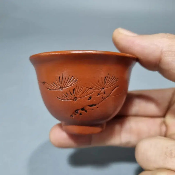 [BUNJANG] Tokoname Ware Pine Tree Teacup / 다관 찻잔 다기 송학 문양. 지름 6.4 높이 4.3