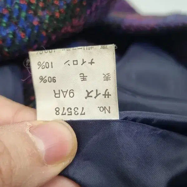 [BUNJANG] JPN Purple Check Blazer [L] Vintage Tweed Jacket / JPN 퍼플 체크 블레이저 [L] 빈티지 트위드 자켓/ 레트로