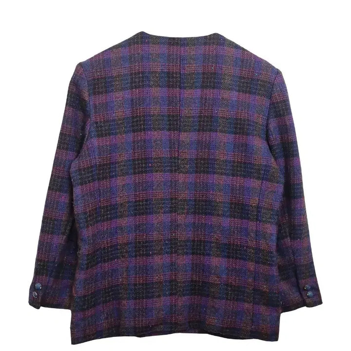 [BUNJANG] JPN Purple Check Blazer [L] Vintage Tweed Jacket / JPN 퍼플 체크 블레이저 [L] 빈티지 트위드 자켓/ 레트로