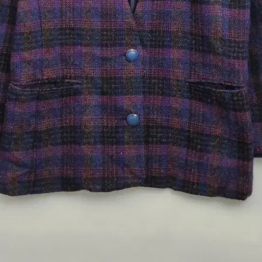 [BUNJANG] JPN Purple Check Blazer [L] Vintage Tweed Jacket / JPN 퍼플 체크 블레이저 [L] 빈티지 트위드 자켓/ 레트로