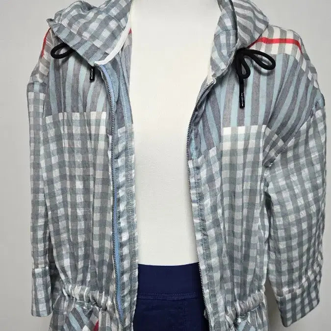 [BUNJANG] Triana Check Pattern Hooded Long Coat / 트리아나 체크 패턴 후드 롱 코트