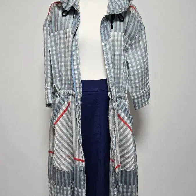 [BUNJANG] Triana Check Pattern Hooded Long Coat / 트리아나 체크 패턴 후드 롱 코트