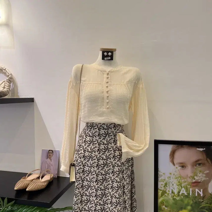 [BUNJANG] NINE Floral Print Flare Skirt / 나인)잔꽃무늬 스커트