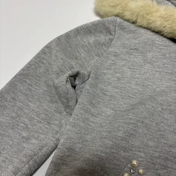 [BUNJANG] INGNI Glitter Pearl Fur Hooded Zip-up Jacket / 잉그니(INGNI) 글리터 펄 퍼 후드 집업