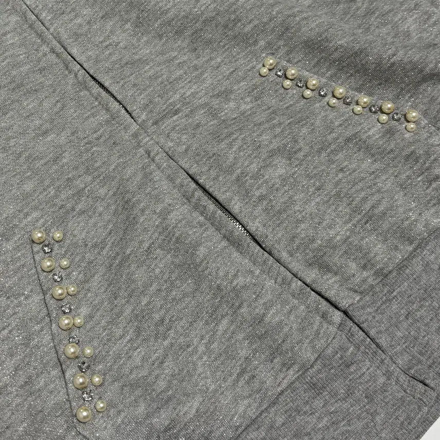 [BUNJANG] INGNI Glitter Pearl Fur Hooded Zip-up Jacket / 잉그니(INGNI) 글리터 펄 퍼 후드 집업