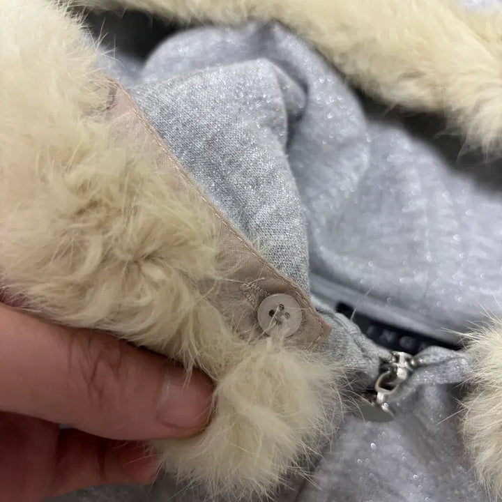 [BUNJANG] INGNI Glitter Pearl Fur Hooded Zip-up Jacket / 잉그니(INGNI) 글리터 펄 퍼 후드 집업