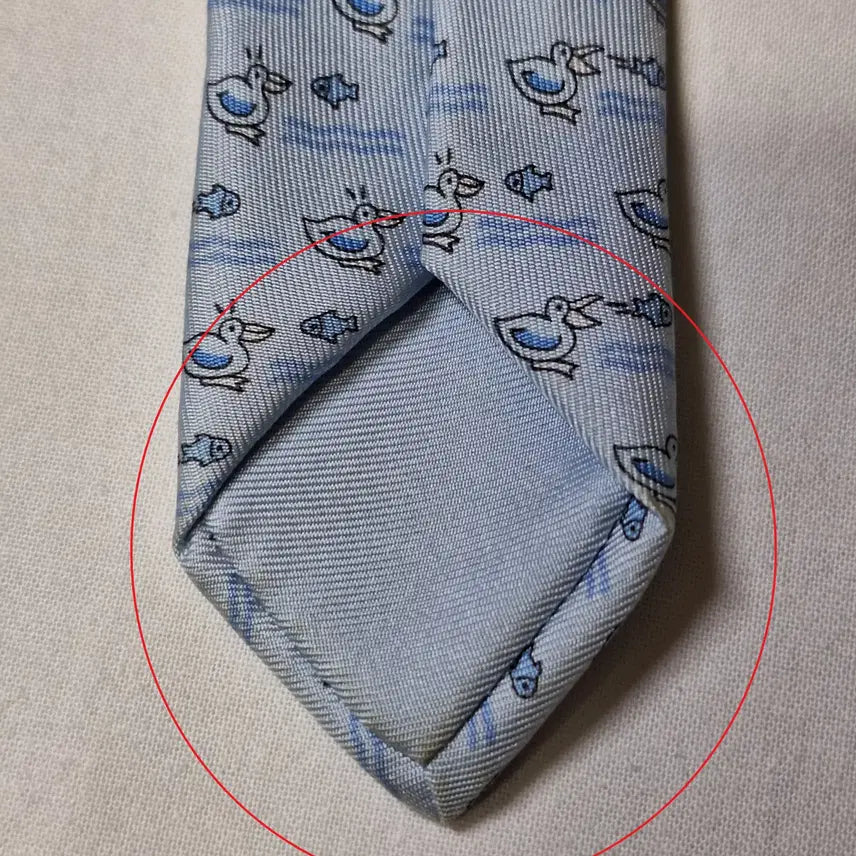 [BUNJANG] Hermes Light Blue Bird Fish Pattern Silk Tie / 에르메스 라이트블루 버드 피쉬패턴 실크 넥타이