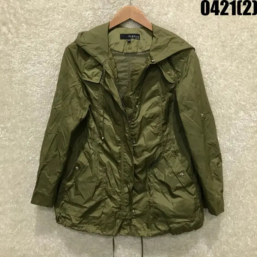 [BUNJANG] Plastic Island Hooded Field Jacket Khaki S / 플라스틱아일랜드 후드 야상 점퍼 카키 s