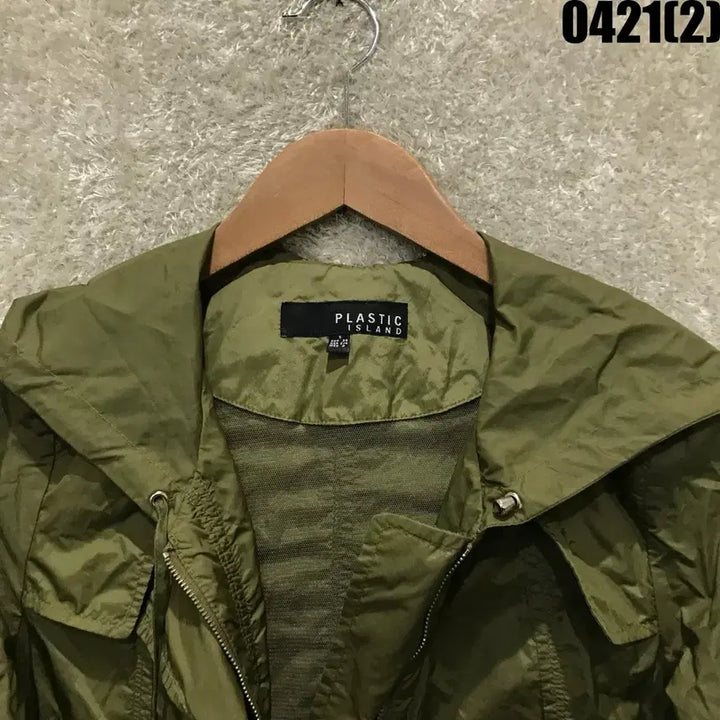 [BUNJANG] Plastic Island Hooded Field Jacket Khaki S / 플라스틱아일랜드 후드 야상 점퍼 카키 s