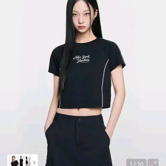 [BUNJANG] MLB NY Sportive Track Crop Short Sleeve T-shirt / [새제품][무신사] MLB 여성 스포티브 트랙 크롭 반팔 티셔츠 NY