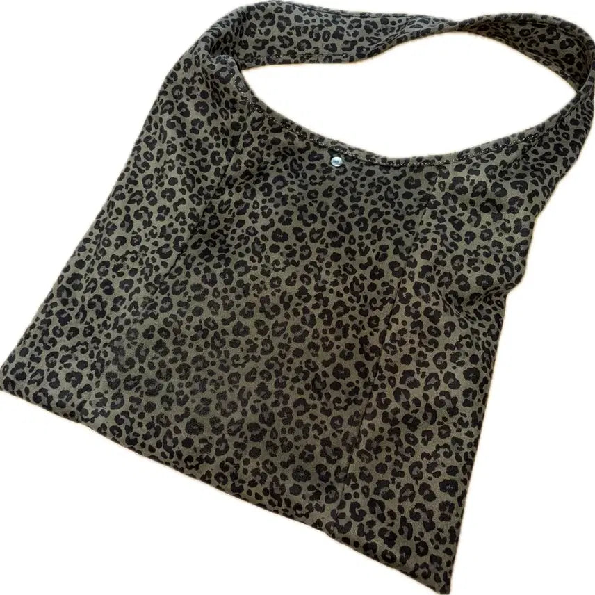 [BUNJANG] Suede Leopard Print Shoulder Bag / 스웨이드 레오파드 호피 숄더백