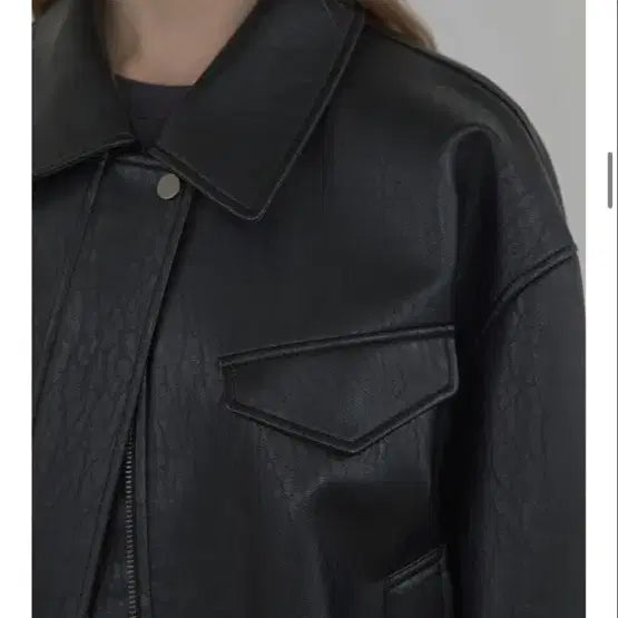 [BUNJANG] Rave Fake Leather Blouson Jacket Black M / [레이브] 페이크 레더 블루종 자켓 블랙 M