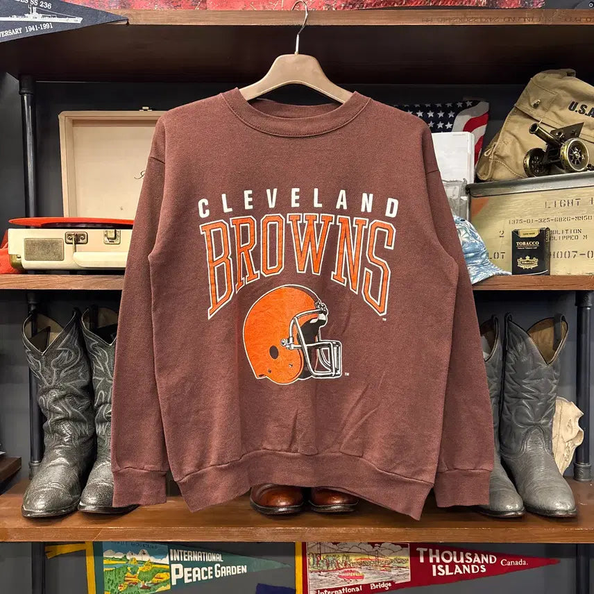 [BUNJANG] Atex Cleveland Browns Graphic Sweatshirt / 80~90s 아텍스 NFL 클리블랜드 브라운스 그래픽 스웻셔츠 N1240