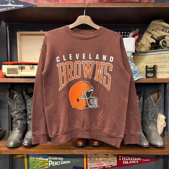 [BUNJANG] Atex Cleveland Browns Graphic Sweatshirt / 80~90s 아텍스 NFL 클리블랜드 브라운스 그래픽 스웻셔츠 N1240