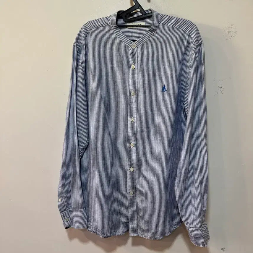 [BUNJANG] Beanpole Striped Henley Linen Shirt / 빈폴 스트라이프 헨리넥 마셔츠 105