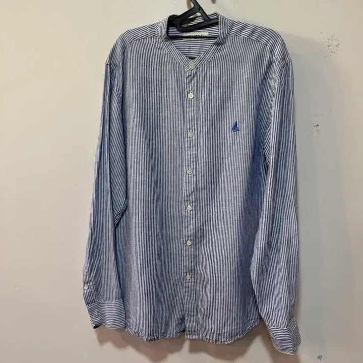 [BUNJANG] Beanpole Striped Henley Linen Shirt / 빈폴 스트라이프 헨리넥 마셔츠 105