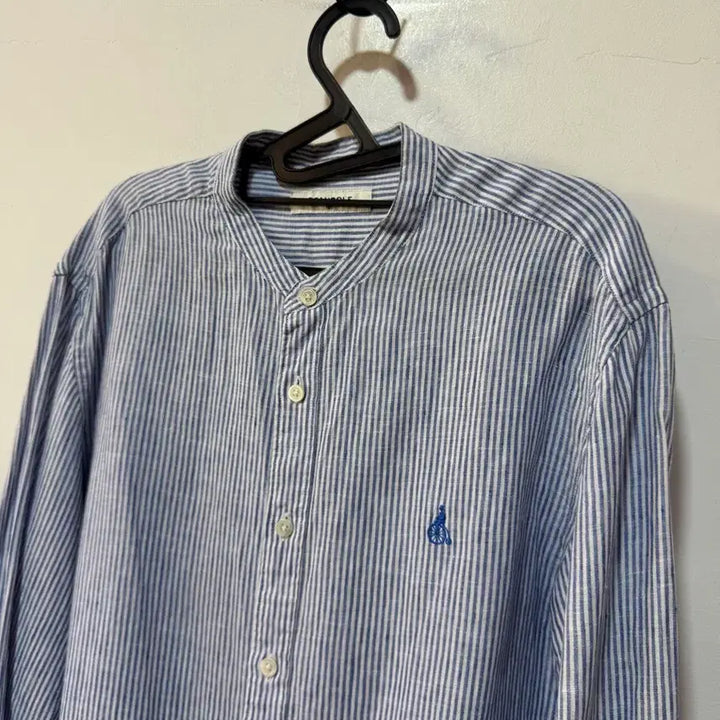 [BUNJANG] Beanpole Striped Henley Linen Shirt / 빈폴 스트라이프 헨리넥 마셔츠 105