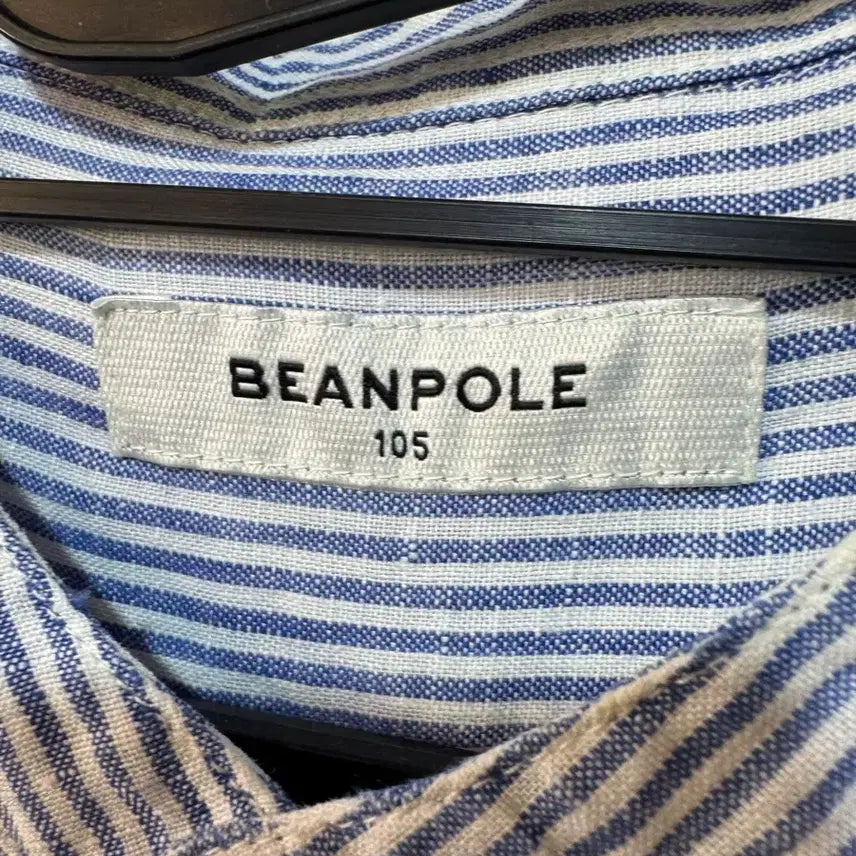 [BUNJANG] Beanpole Striped Henley Linen Shirt / 빈폴 스트라이프 헨리넥 마셔츠 105