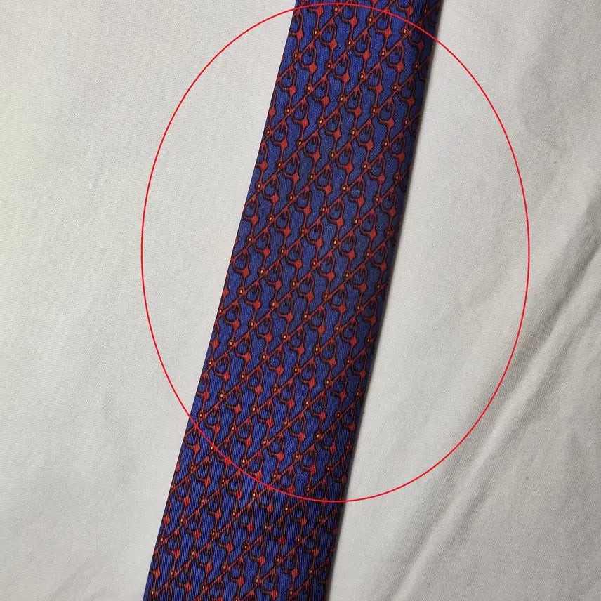 [BUNJANG] Hermès Blue Red Link Pattern Silk Tie / 에르메스 블루 레드 링크패턴 실크 넥타이